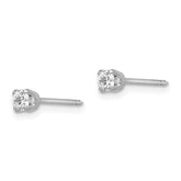 18K White Gold 3mm CZ Stud Earrings with Rhodium Finish Elegant and Timeless